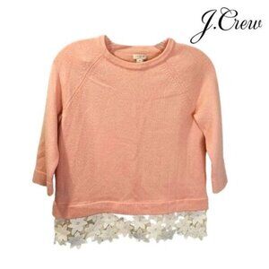 J. Crew Women's Lace‎ Hem Knit Sweater Merino Wool Blend Pullover